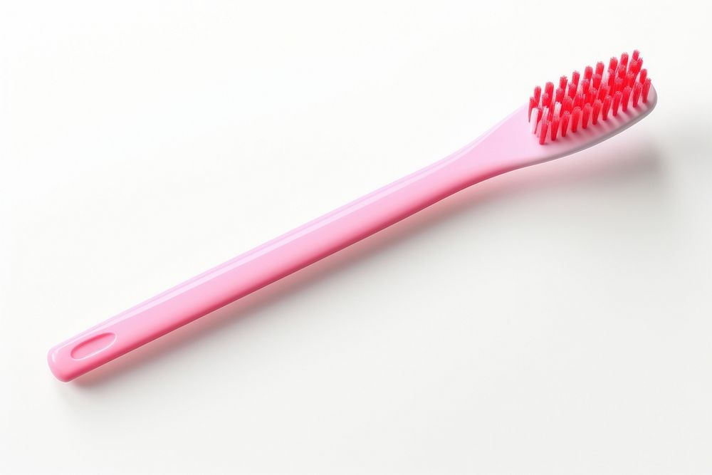 Pink toothbrush with toothpaste tool white background cleaning. AI generated Image by rawpixel.