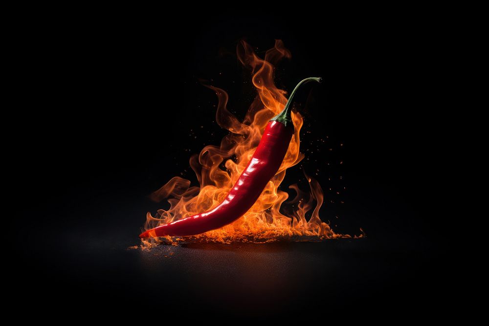 Red chilli fire vegetable burning. AI generated Image by rawpixel.