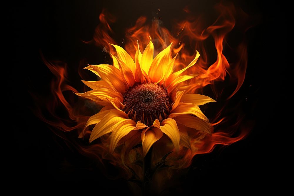 Sunflower sunflower fire burning. AI generated Image by rawpixel.