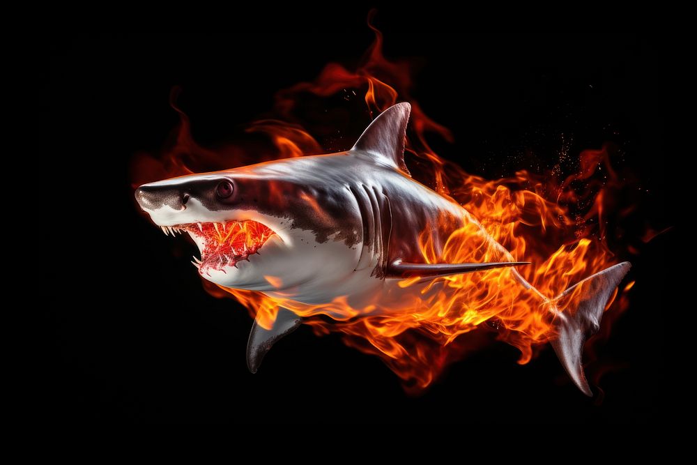 Shark shark burning animal. AI generated Image by rawpixel.