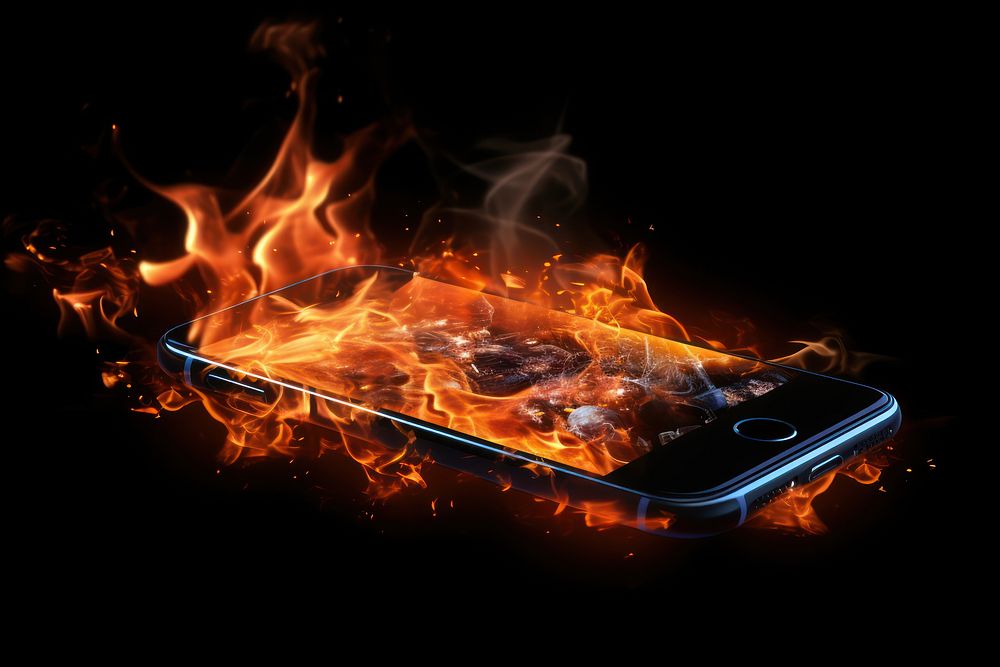 Smart Phone fire bonfire burning. AI generated Image by rawpixel.