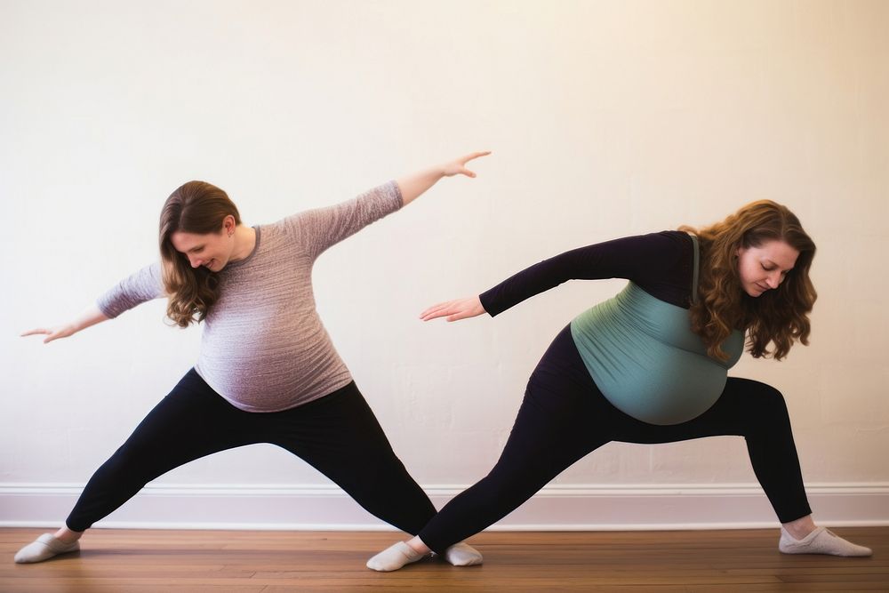 Pregnant women yoga dancing sports. AI generated Image by rawpixel.