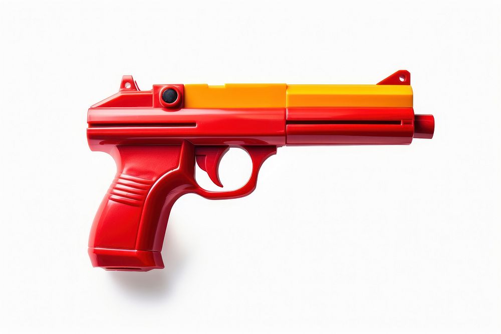 Toy blaster handgun weapon white background. AI generated Image by rawpixel.
