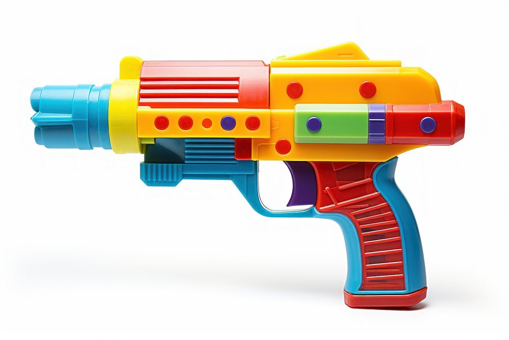 Toy blaster white background aggression revolver. AI generated Image by rawpixel.