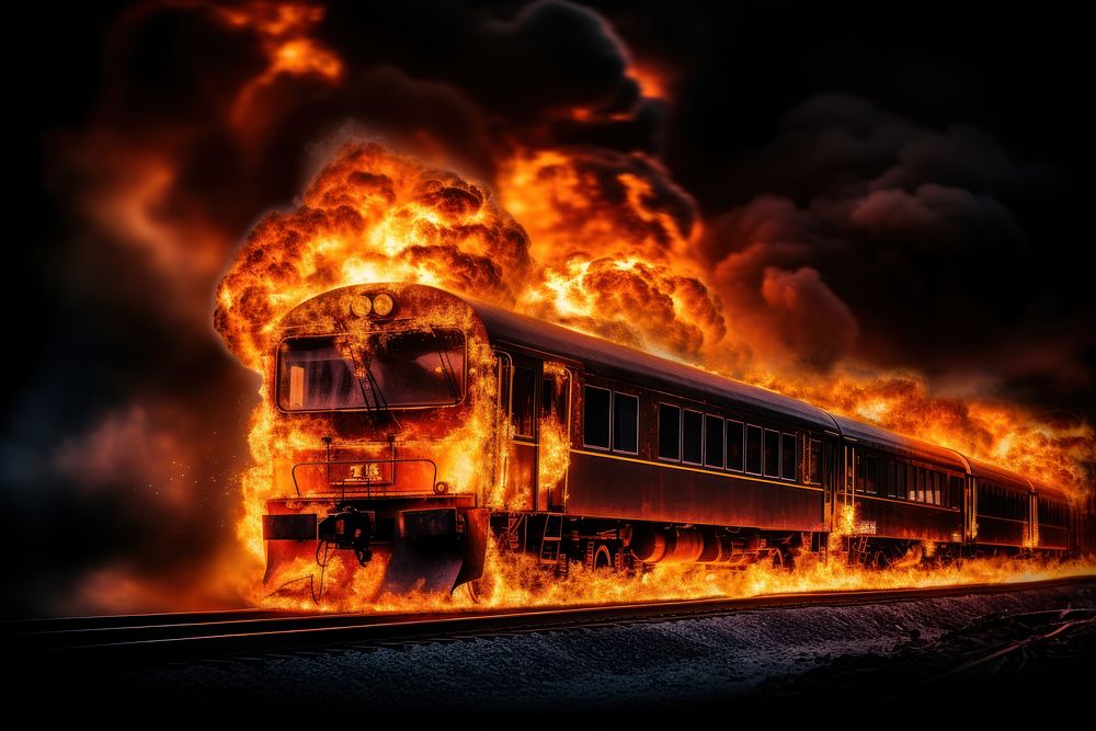 Train train fire explosion. AI generated Image by rawpixel.