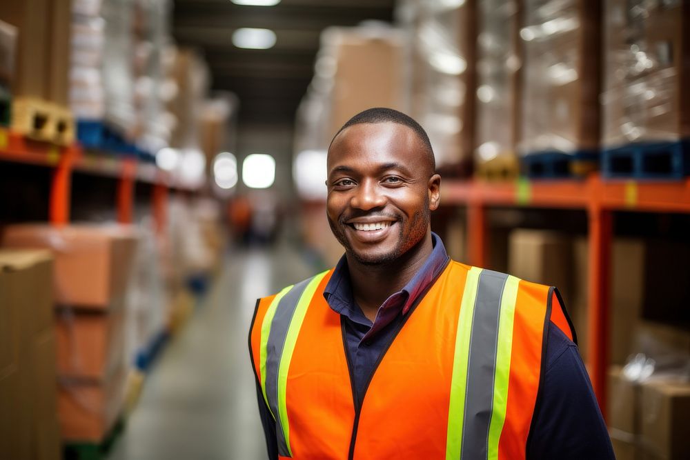 Black African man warehouse worker adult. AI generated Image by rawpixel.
