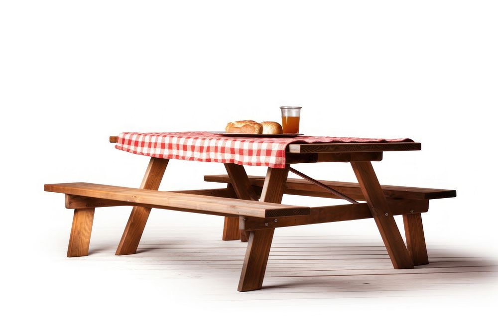 Picnic table tablecloth furniture wood. AI generated Image by rawpixel.