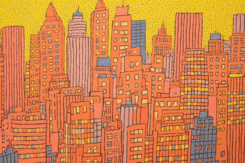 New york city metropolis painting drawing. AI generated Image by rawpixel.