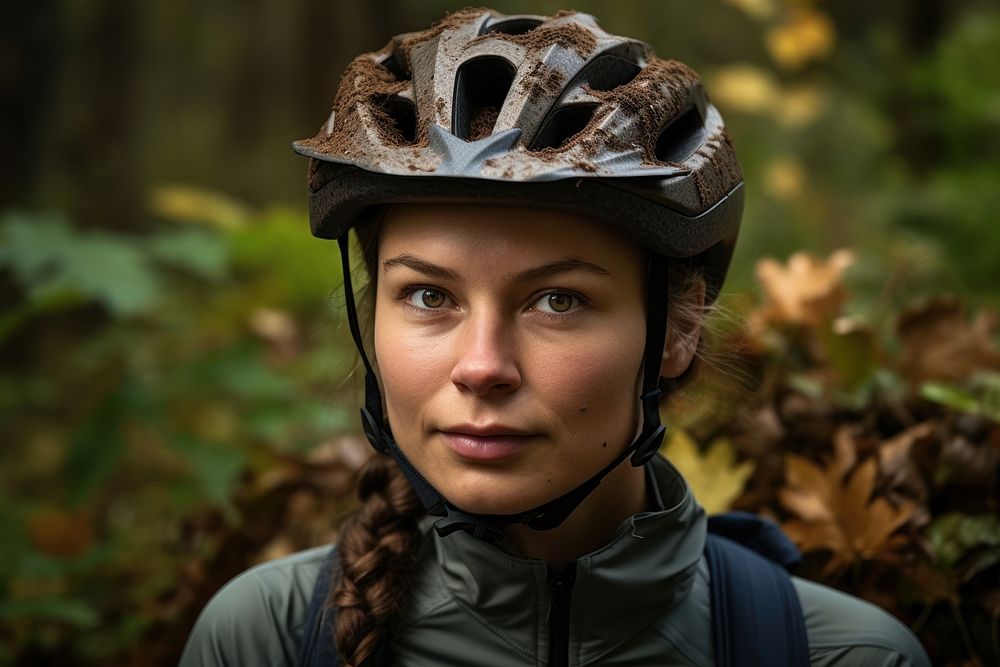 Helmet portrait tree photography. AI generated Image by rawpixel.