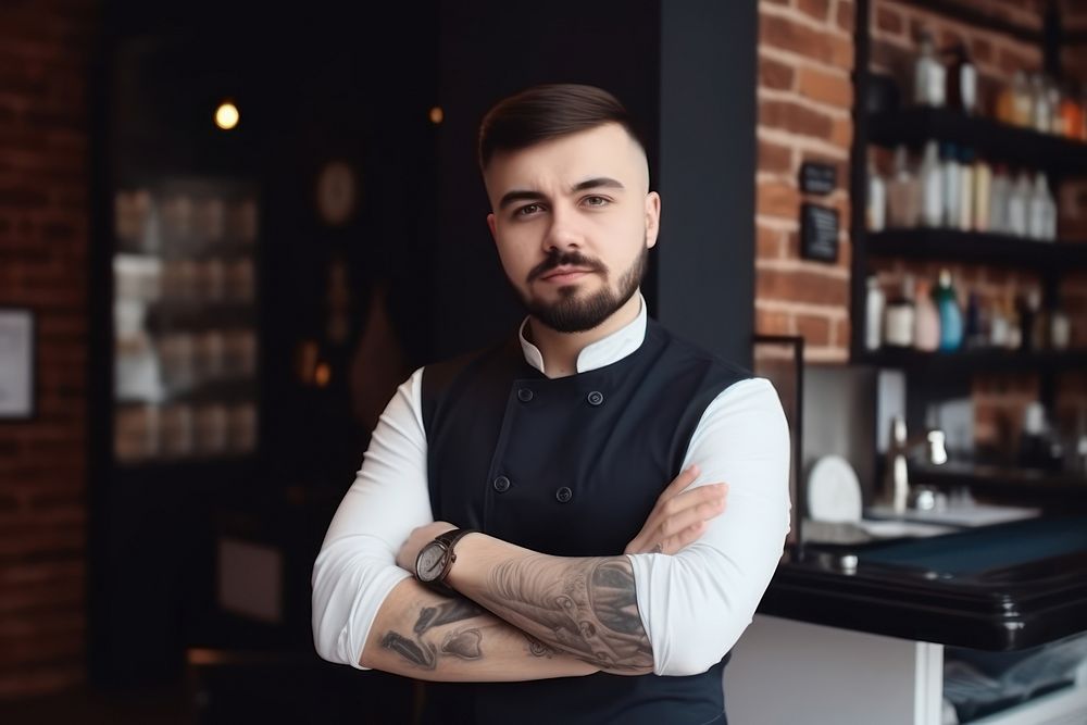 Barber portrait standing adult. AI generated Image by rawpixel.