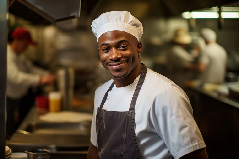 African american male chef restaurant standing. AI generated Image by rawpixel.