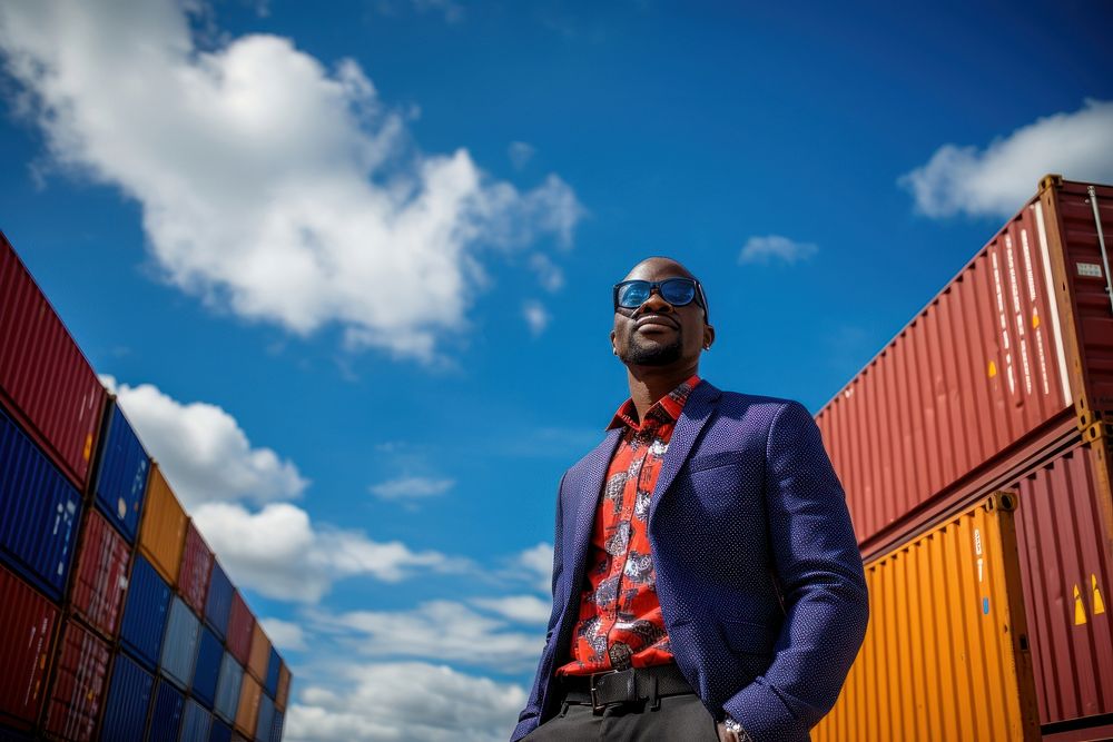 African business owner man container shipping looking. AI generated Image by rawpixel.
