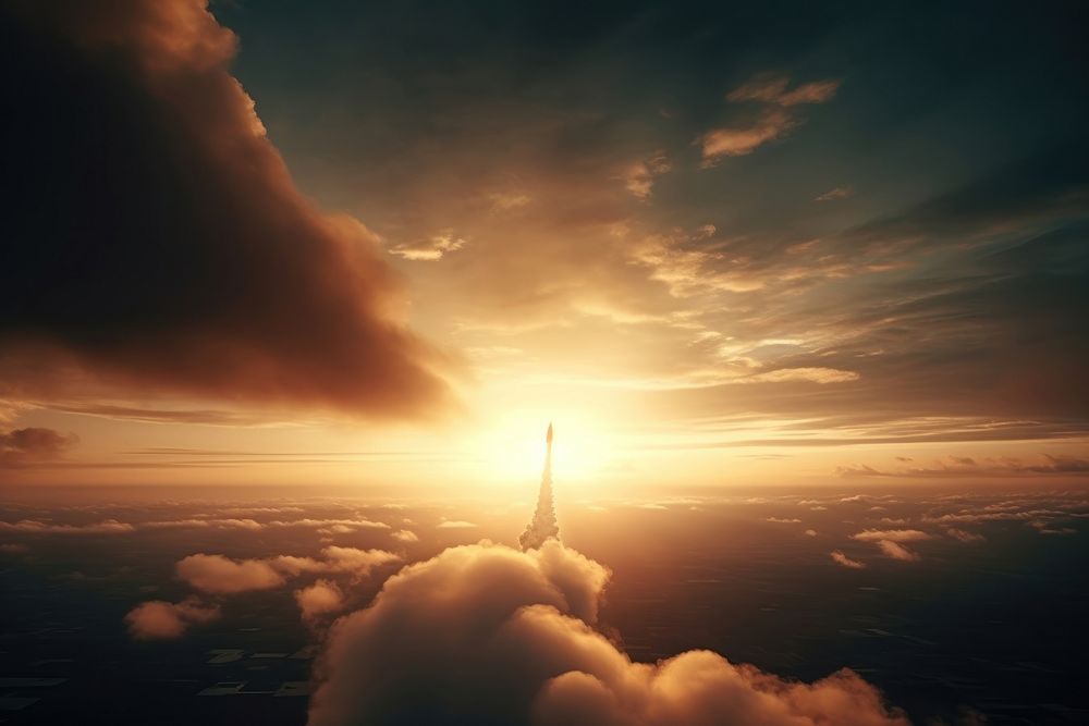 Rocket rocket cloud sun. AI generated Image by rawpixel.