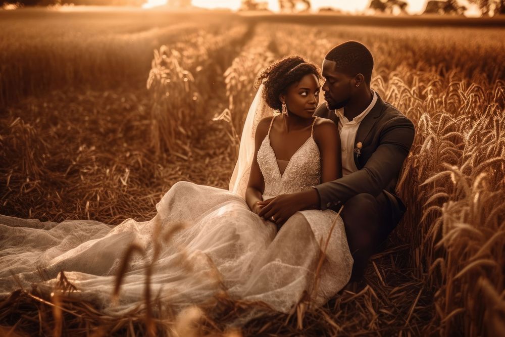 African newlywed romantic wedding. AI generated Image by rawpixel.