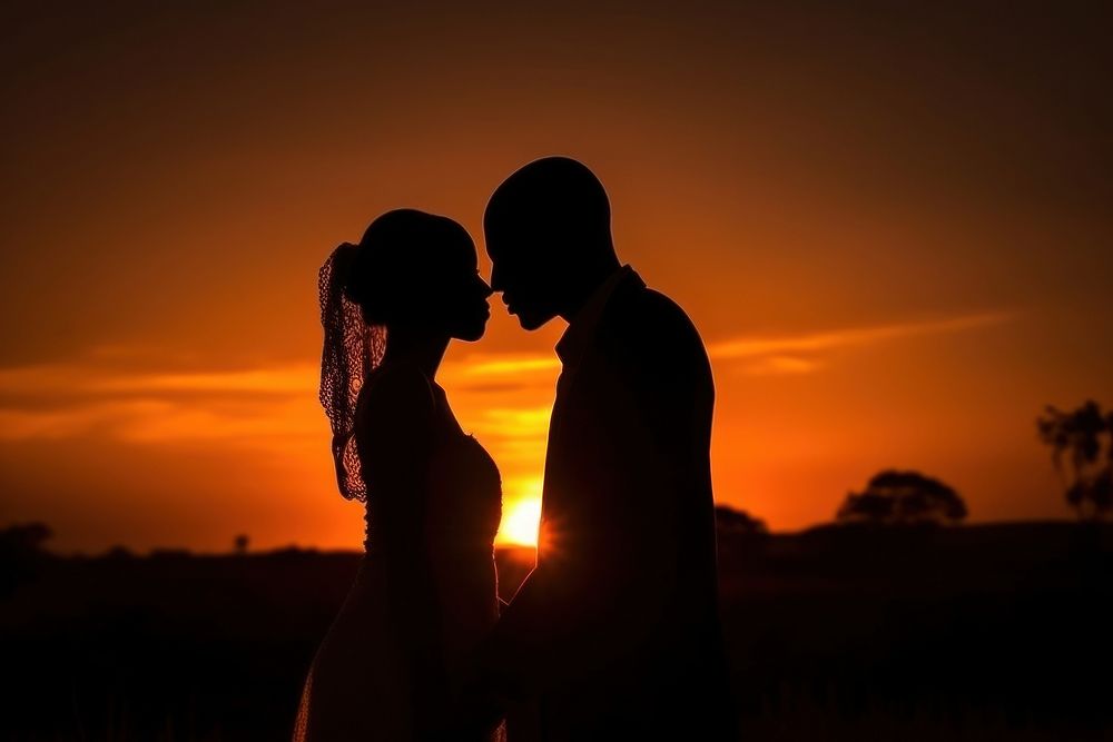 African backlighting silhouette evening. AI generated Image by rawpixel.