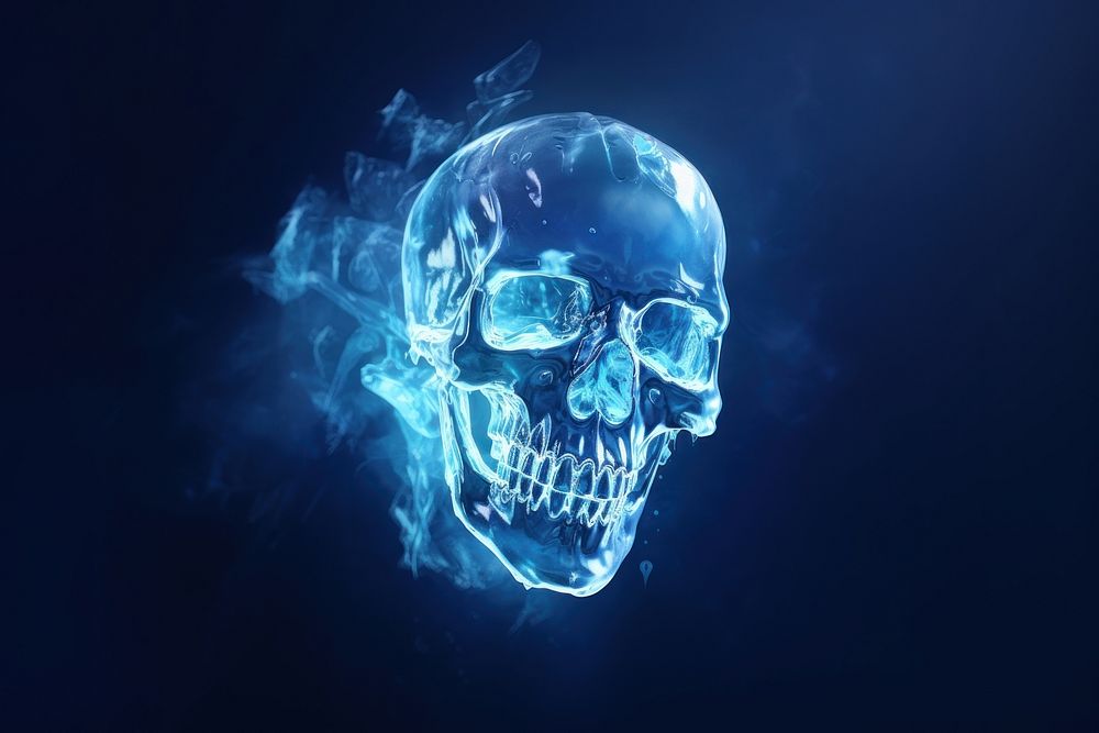 Skull blue darkness abstract. AI generated Image by rawpixel.