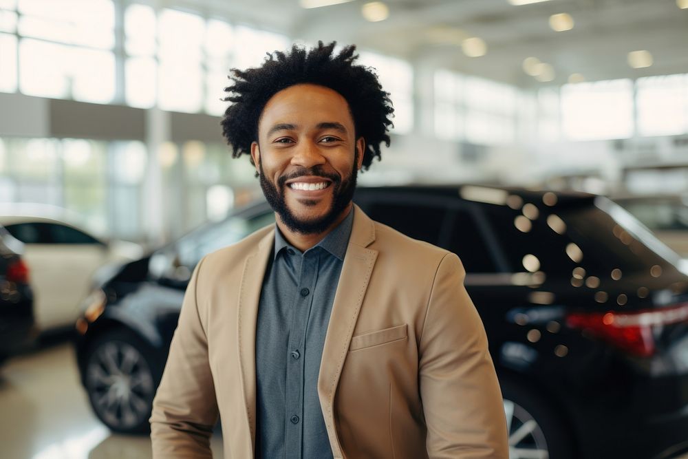 African american man standing vehicle smiling. AI generated Image by rawpixel.
