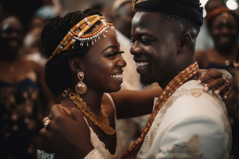 African wedding smiling dancing. AI generated Image by rawpixel.