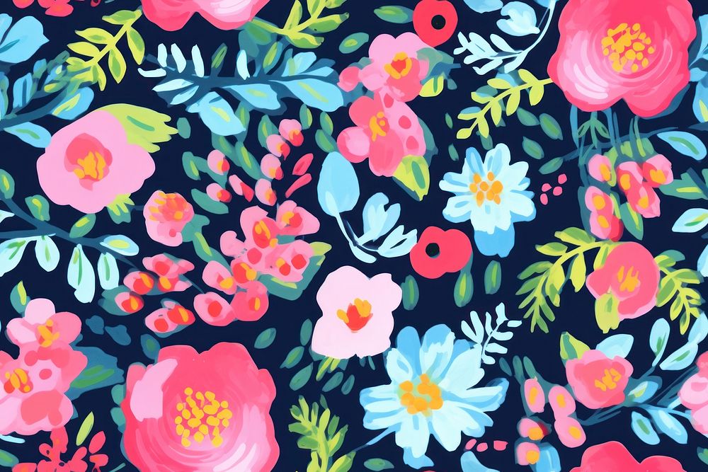 Tempera gouache flower pattern plant petal. AI generated Image by rawpixel.