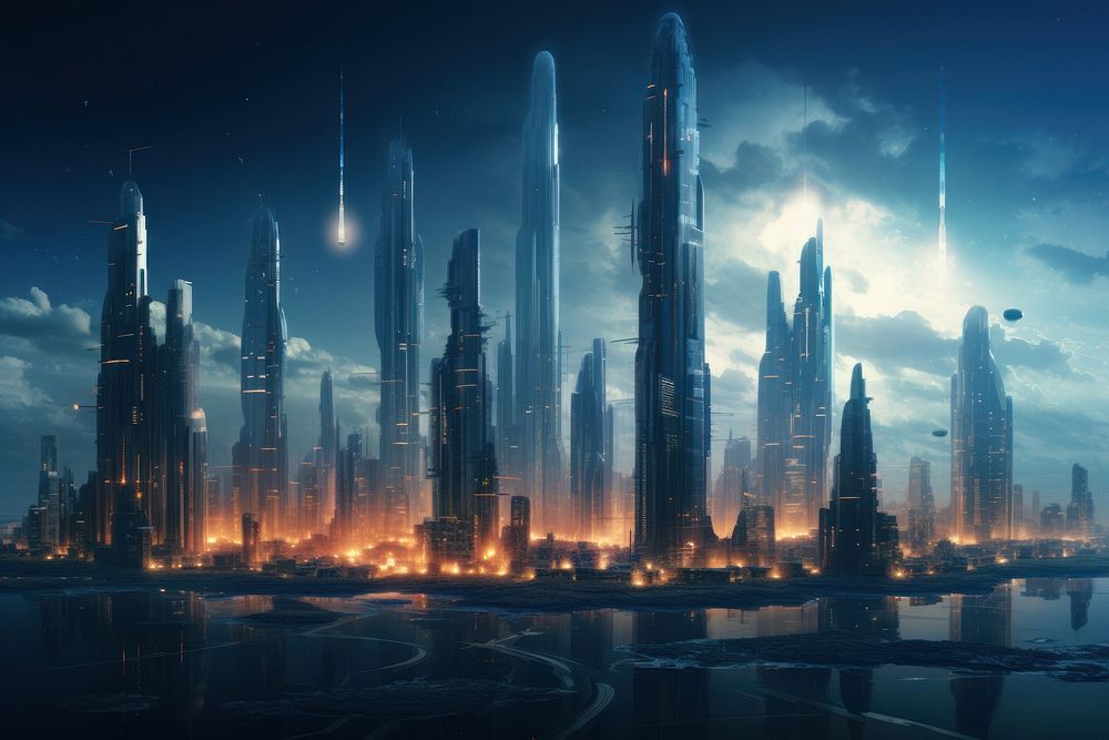 City skyscraper architecture landscape. AI generated Image by rawpixel.