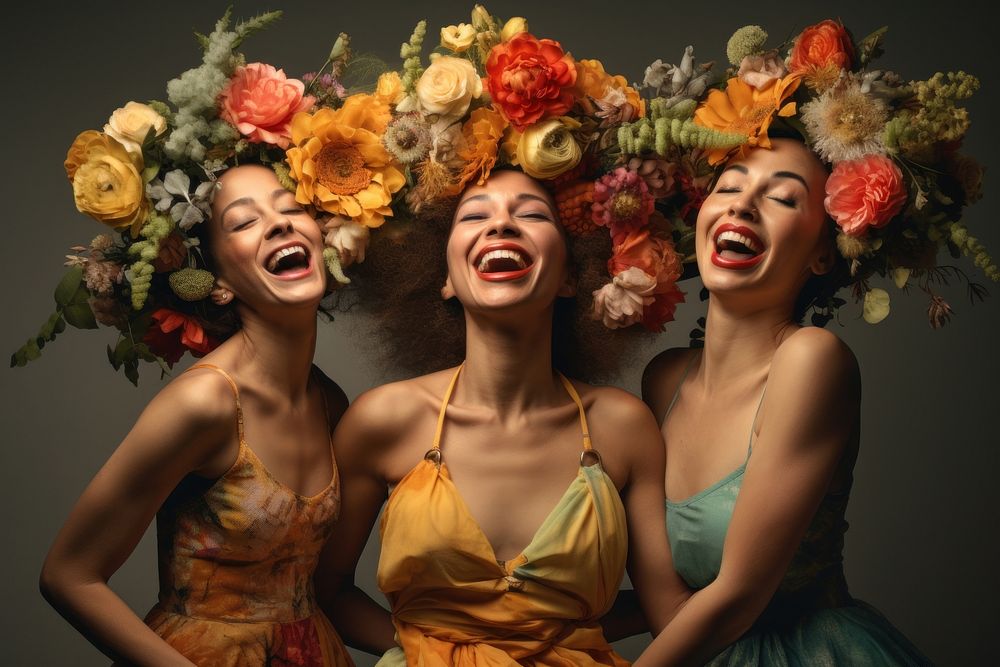 Dancing flower laughing portrait. AI generated Image by rawpixel.
