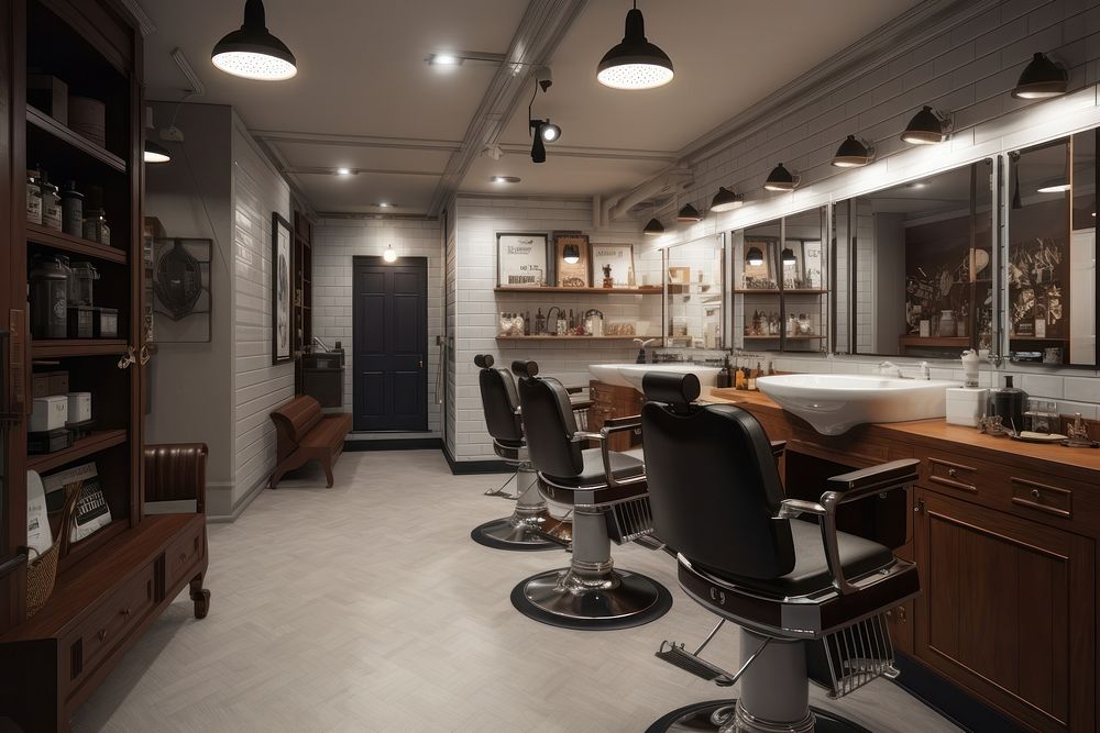 Barbers barbershop furniture chair. AI generated Image by rawpixel.