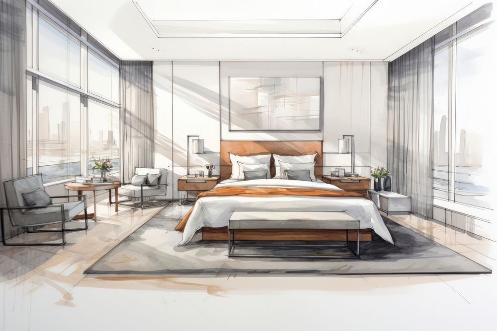 Modern luxury bedroom furniture sketch chair. AI generated Image by rawpixel.