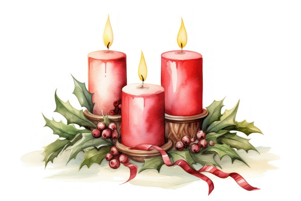 Vintage christmas candle white background illuminated celebration