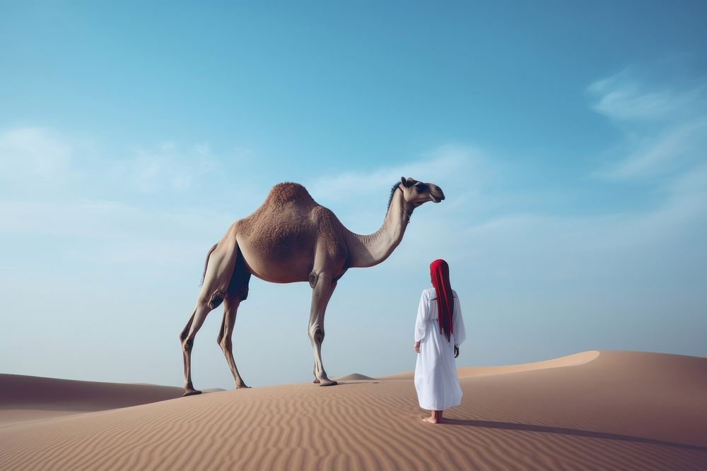 Camel outdoors nature desert. AI generated Image by rawpixel.