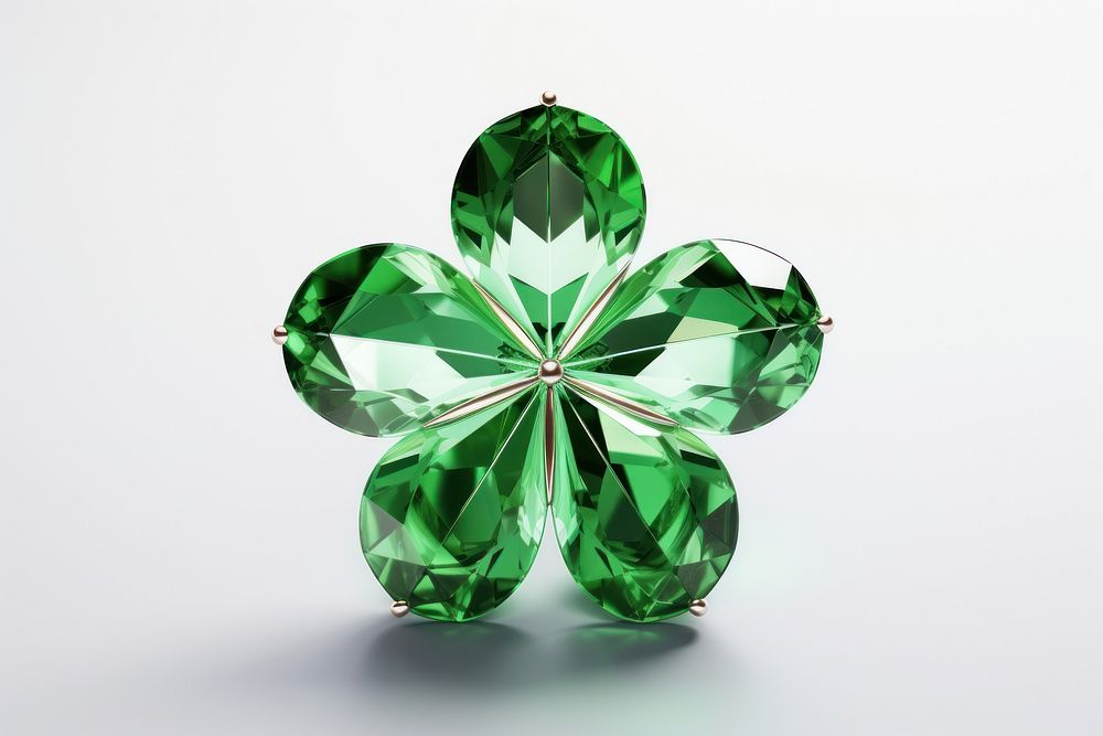 Clover gemstone jewelry emerald white background. AI generated Image by rawpixel.