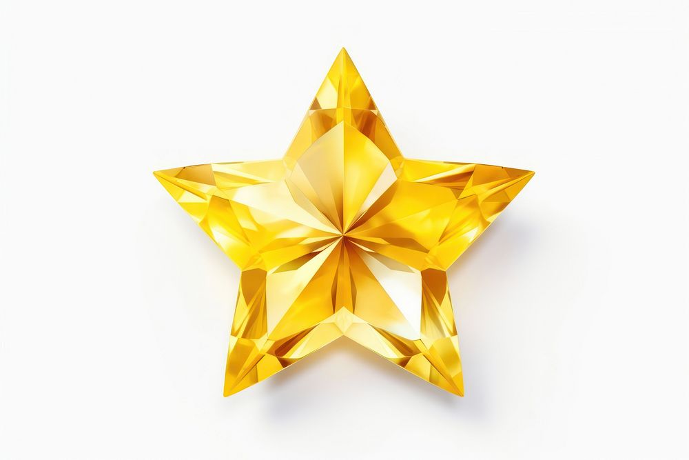 Yellow star shaped gem white background celebration accessories. AI generated Image by rawpixel.