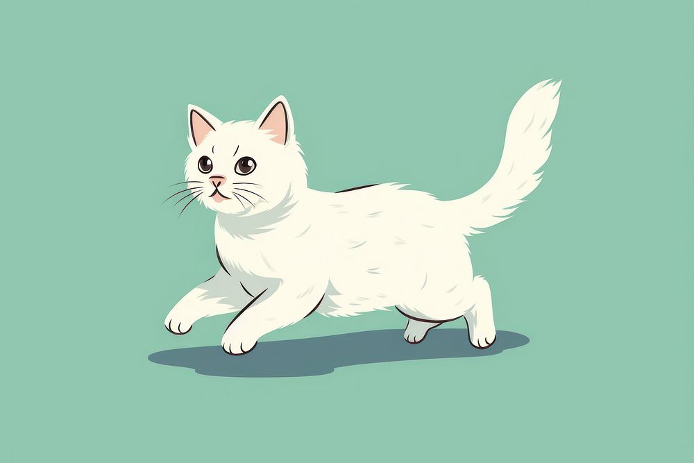 Cat running animal mammal sketch. AI generated Image by rawpixel.