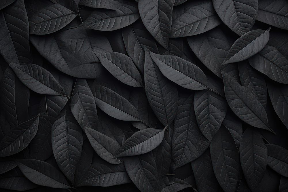 Leaf texture black backgrounds repetition. AI generated Image by rawpixel.