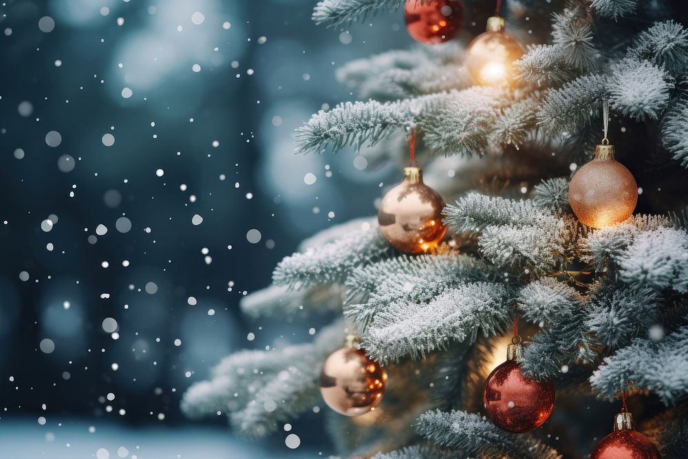 Christmas tree outdoor christmas outdoors snow. AI generated Image by rawpixel.