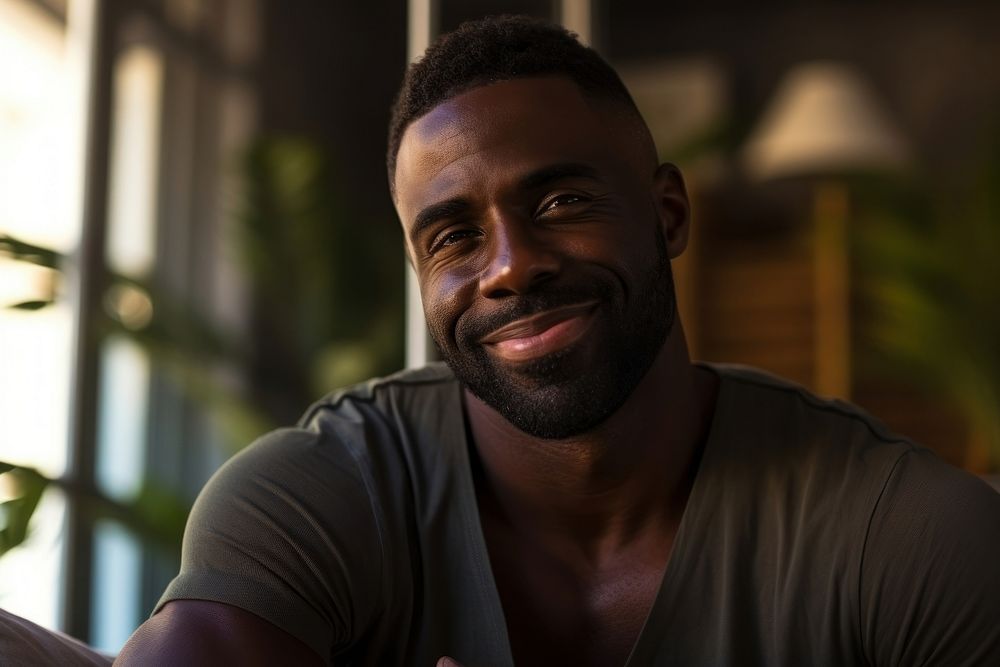 Black man portrait adult smile. AI generated Image by rawpixel.