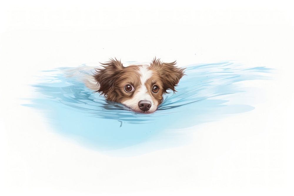 Dog swimming spaniel mammal animal. AI generated Image by rawpixel.