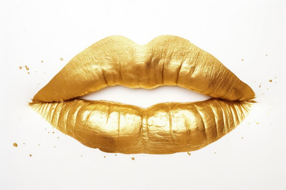 Lips gold moustache lipstick. AI generated Image by rawpixel.