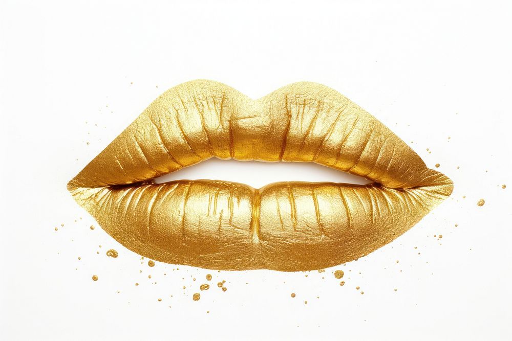 Lips gold moustache cosmetics. AI generated Image by rawpixel.