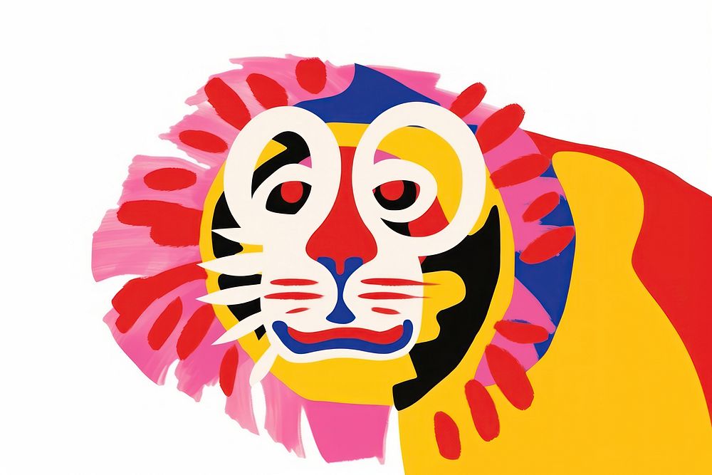 Lion clown art red. AI generated Image by rawpixel.