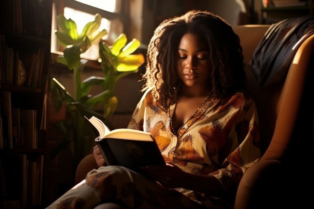 African woman book publication reading. AI generated Image by rawpixel.