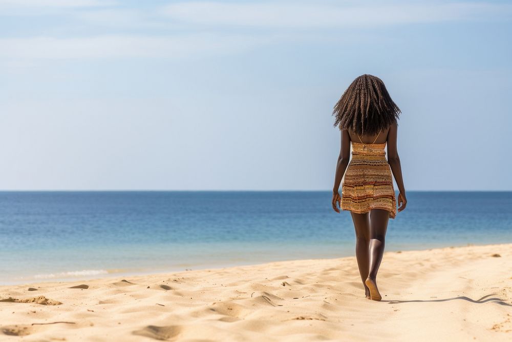 African black woman outdoors horizon walking. AI generated Image by rawpixel.