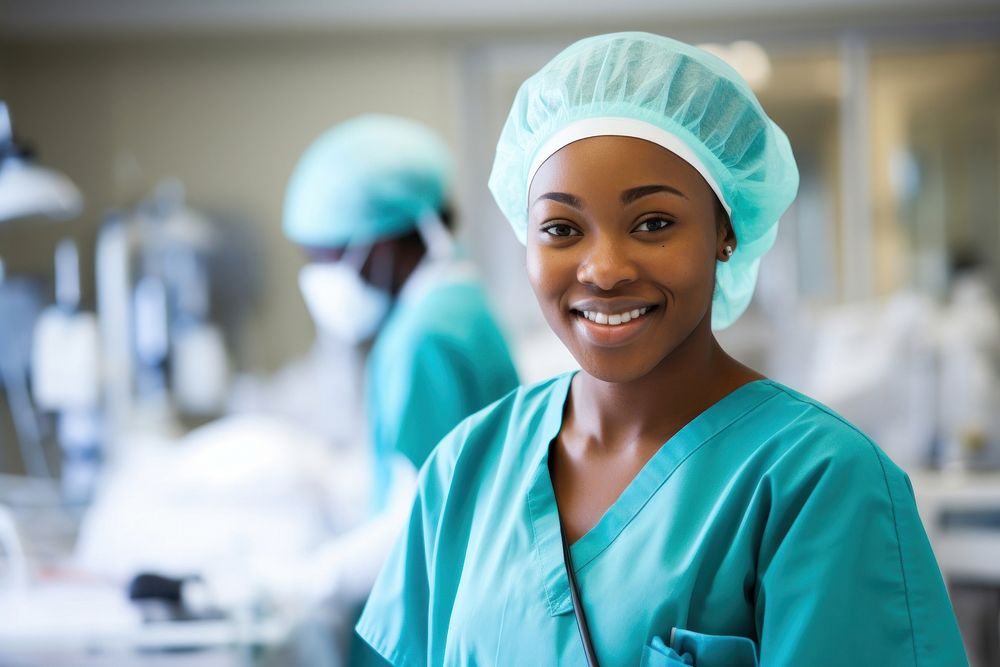 Happy African woman doctor hospital surgeon. AI generated Image by rawpixel.