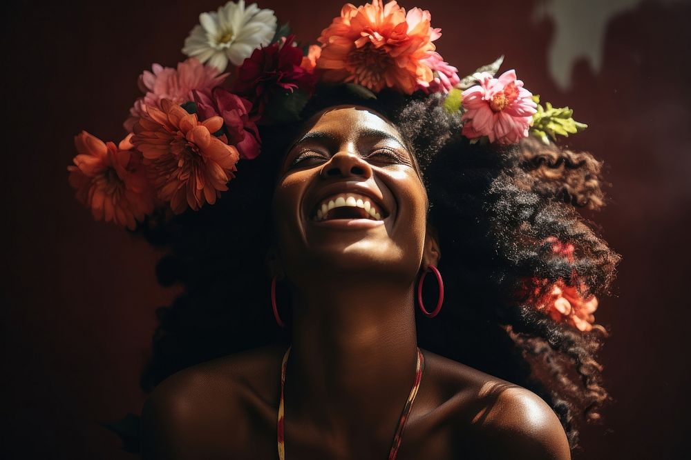 Happy African woman portrait smile adult. AI generated Image by rawpixel.