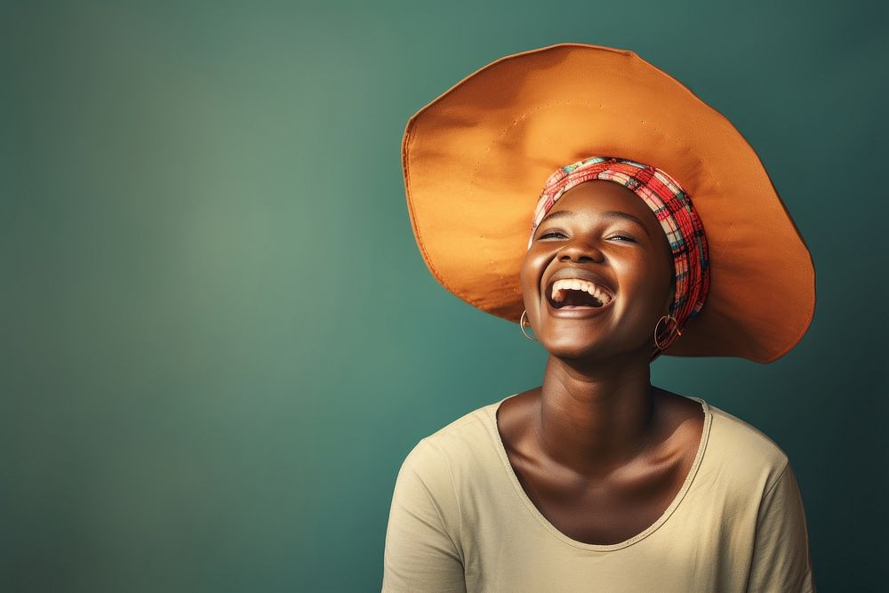 Happy African woman laughing portrait adult. AI generated Image by rawpixel.