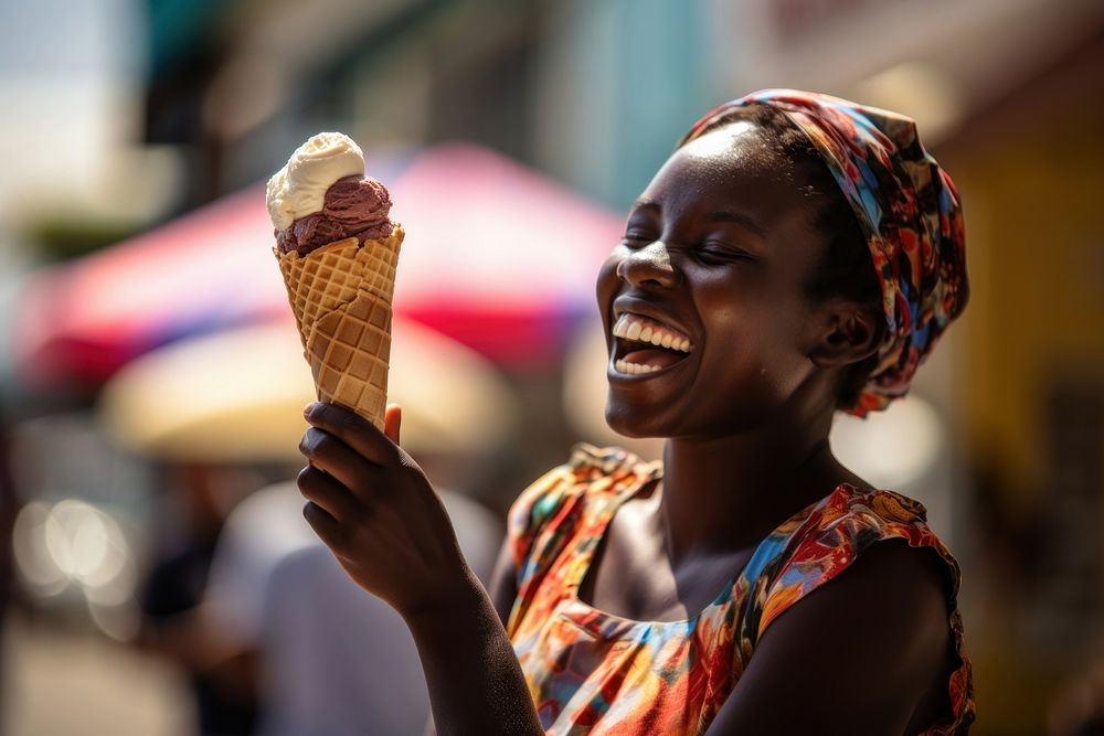 Happy African woman dessert adult happy. AI generated Image by rawpixel.