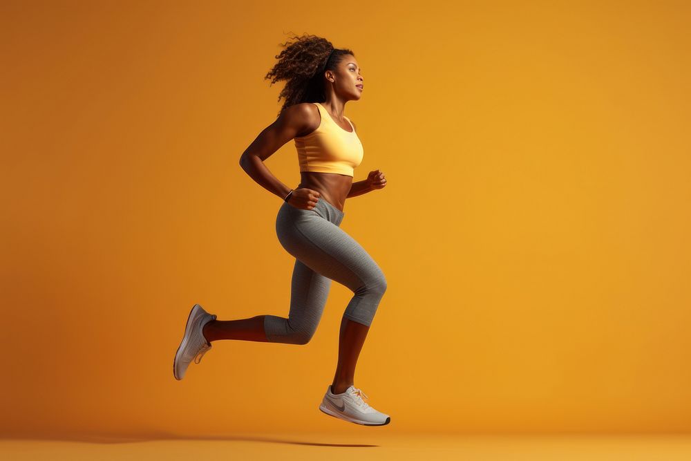 African woman wear sportwear running jogging sports. AI generated Image by rawpixel.