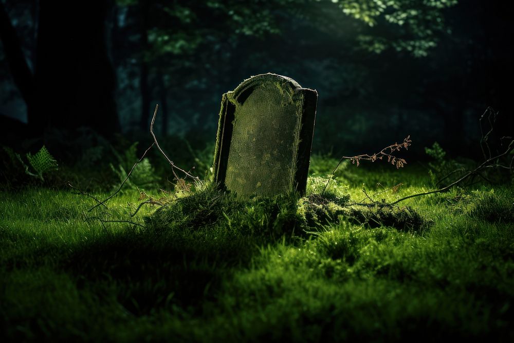 Old unmarked tombstone cemetery outdoors grass. AI generated Image by rawpixel.