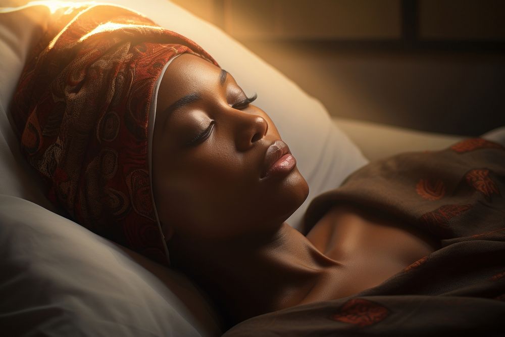 African woman sleeping portrait adult. AI generated Image by rawpixel.