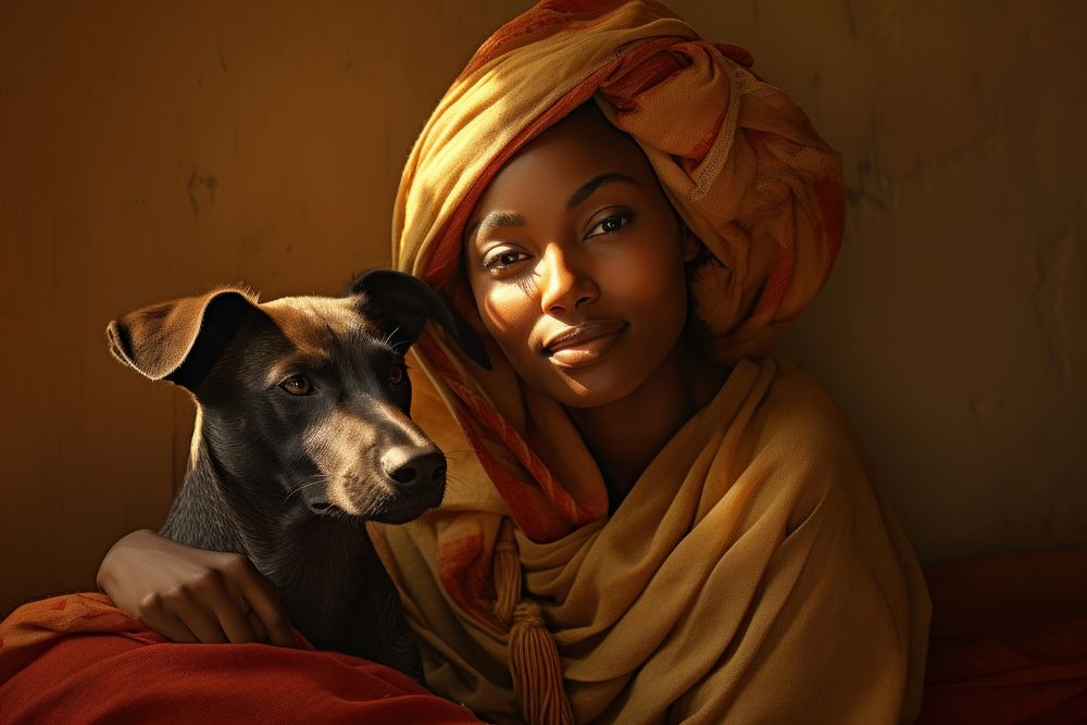 African woman portrait mammal animal. AI generated Image by rawpixel.