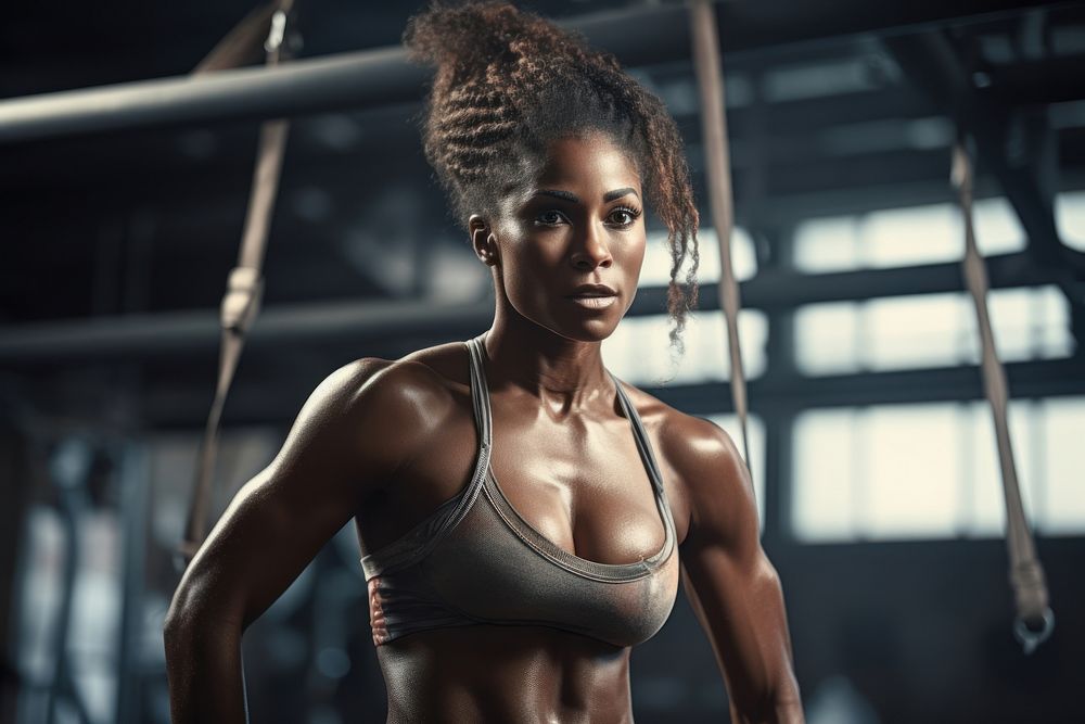 African woman adult determination bodybuilding. AI generated Image by rawpixel.